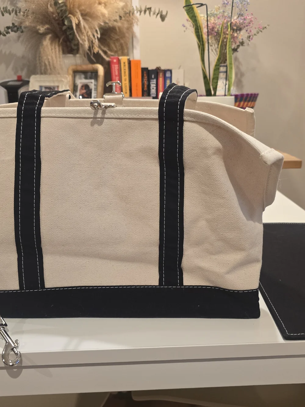 WagWear Canvas Tote Bag in Cream with Black Trim